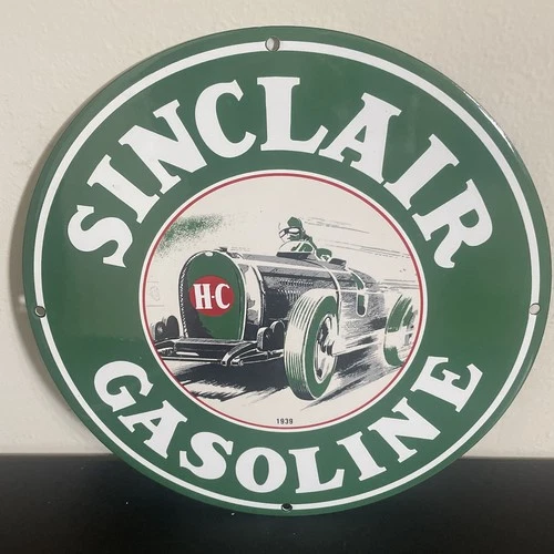 VINTAGE SINCLAIR MOTOR SERVICE GASOLINE OIL PORCELAIN SIGN