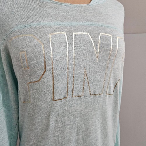 Victoria’s Secret PINK Open Back Hoodie T Shirt Pastel Blue Size Large Active - Picture 7 of 15