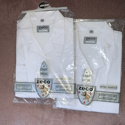 2 x Zeco Mädchen Schule Unifom Kurzarm Bluse 30''. Alter 9 - 10