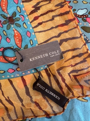 Kenneth Cole NY Silk Chiffon Scarf Floral & Animal Print Sheer 21”x21” NWT 250 - Picture 5 of 7