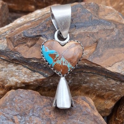 Royston Ribbon Turquoise Squash Blossom Pendant Sterling Silver Southwestern 