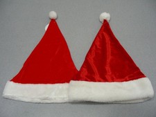LOT OF 2 -Lightweight Christmas Style Santa Cap Hat Adult S/M or Youth Size