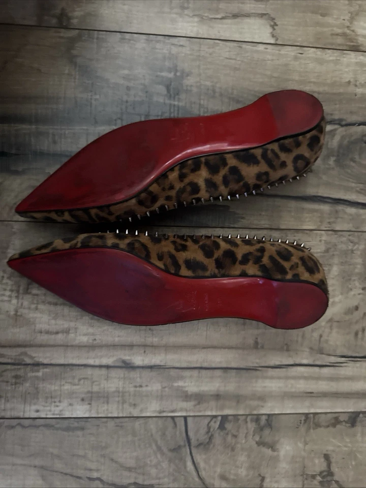 Christian Louboutin ANJALINA Spiked Ballerina Ballet Flat Shoes Leopard $695 - Image 2 of 4