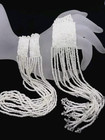 Vintage Art Deco White Perlosied Glass Bugle And Seeds 28" Necklace - Gorgeous! — photo 1