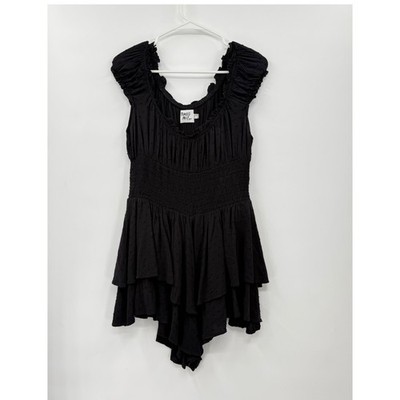 Princess Polly Love Galore Romper black Off Shoulder Ruffle Mini Dress Size 10