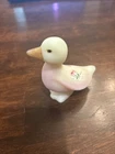 Fenton Burmese Satin Glass Duck Figurine – Hand Painted & Artist Signed GLOWS