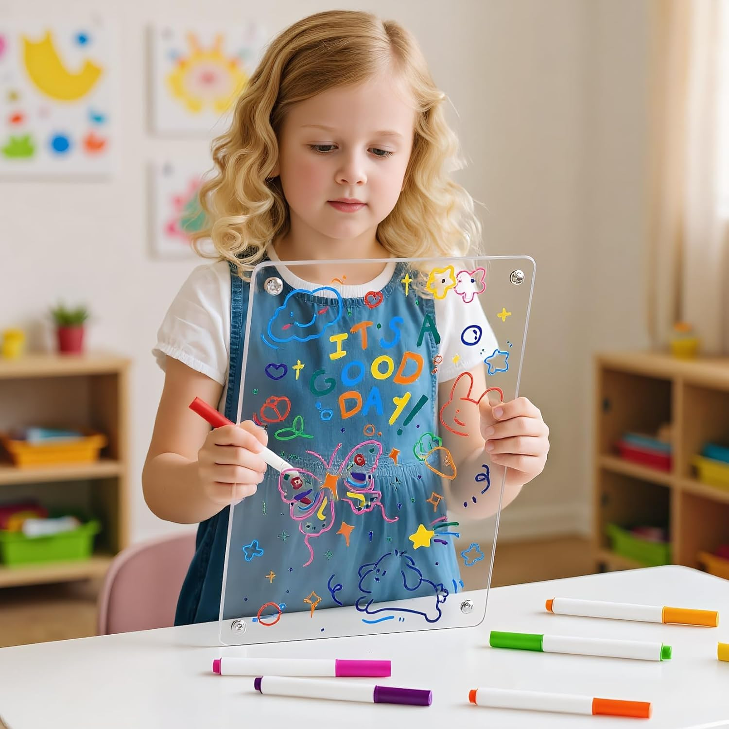 14 Pcs Mini Neon Dry Wet Erase Markers for LED Note Board with Colors, Acryli...
