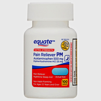 Equate Extra Strength Acetaminophen PM Caplets, 500 mg, 100 Count