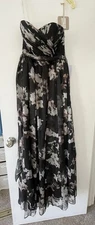 Ivy & Aster Kate Strapless Dress Black And Floral Chiffon Size 8