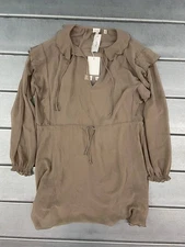 Wilfred Tartine Mini Dress Womens XS Taupe Ruffle Lined Chiffon Lightweight NWT