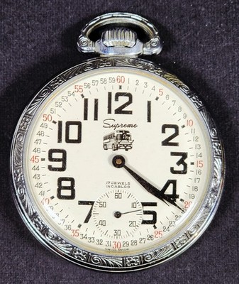 Swiss Made Absolutely Stunning ''Supreme'' Pocket Watch, Works + Looks Flawless!