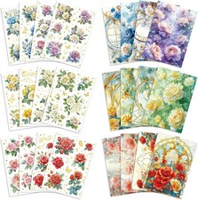 6 Pack 84 Pieces,24sheet Large Flower Stickers Set for Scrapbooking, Colorful D