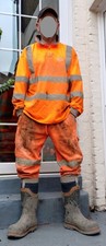 CLIMA ROMA Orange HI VIS work trackie tracksuit bottoms Large 38W 33L joggers