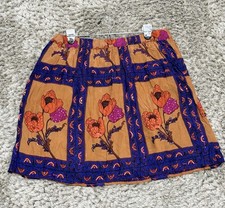 Maeve Anthropologie Womens XS Mini Skirt Floral Sequin Boho Poppy Purple Orange