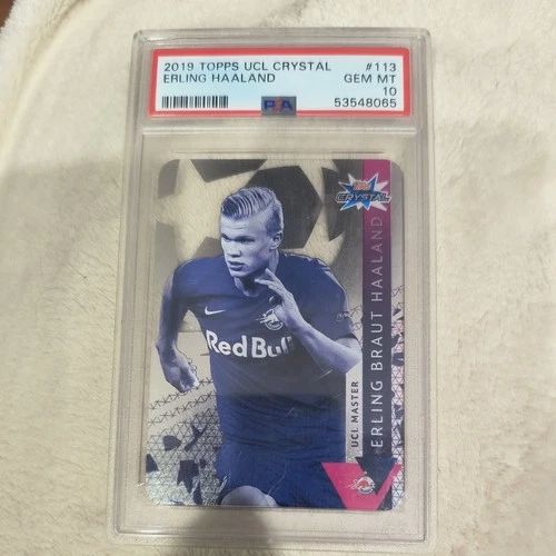 2019-20 Topps Crystal UCL Erling Haaland 113 PSA 10 GEM MT Rookie RC soccer card