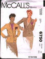 6750 Vintage McCalls SEWING Pattern Misses 1970s Lined Blazer Single Double FF