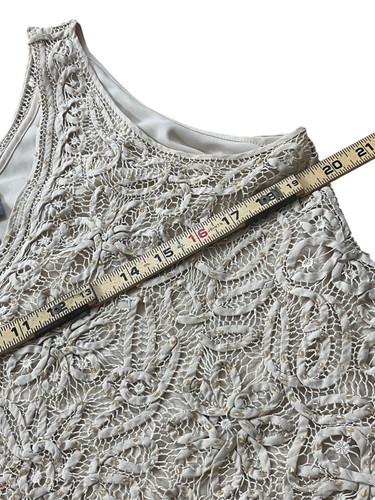 Sigrid Olsen Y2K Crochet Top Womens XL Hand Knit Ivory Sleeveless Cottage Boho - Picture 6 of 7