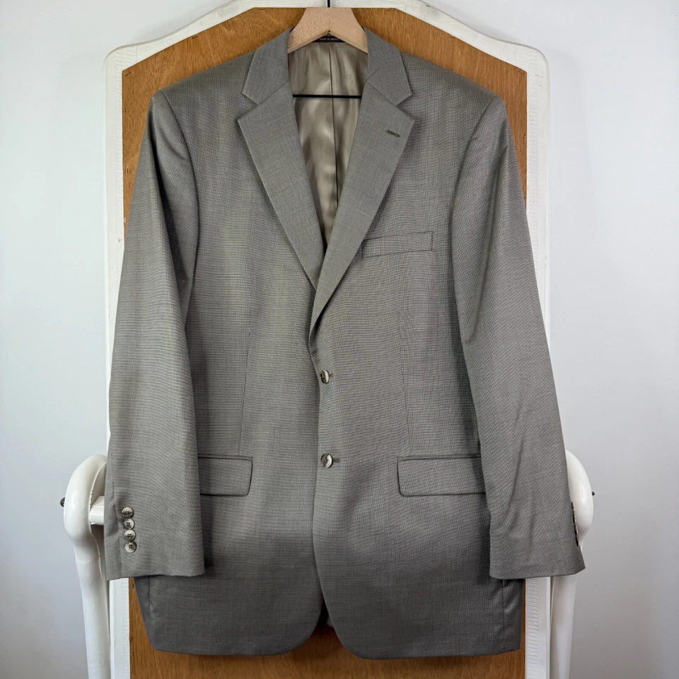 Tasso Elba Suit Mens 42L Tan 2 Button Wool Silk Blend Macys Pants 34x31 Flat - Image 2 of 4