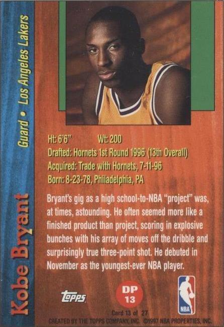 1996-97 Topps - Kobe Bryant #DP13 for sale | eBay