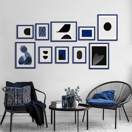 8x10 Picture Frames Set of 10 Wall Mount Collage Gallery Home Decor Blue - Picture 9 of 9