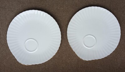 2 x Crown Staffordshire English Bone China Mittagessen/Snack Teller - Goldrand