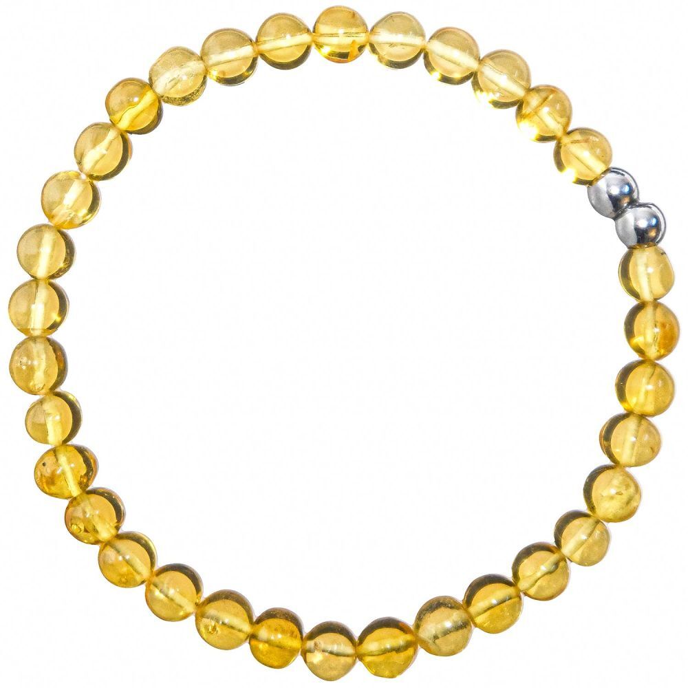 Bracelet ambre miel authentique avec perles de 5 mm et finitions luxe