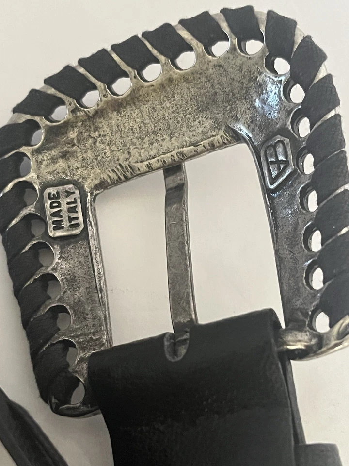 Cinturón CARLISLE Cuero Genuino con Hebilla Tono Plateado Hecho en Italia (Talla S) Foto 3 de 4