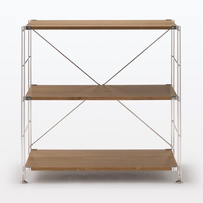 MUJI Stainless Steel Unit Shelf Walnut Shelf Set Wide H32.6 x W33