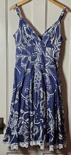 Kaktus Dress Size M Blue White Tropical Coconut Girl Hawaiian Floral Sleeveless