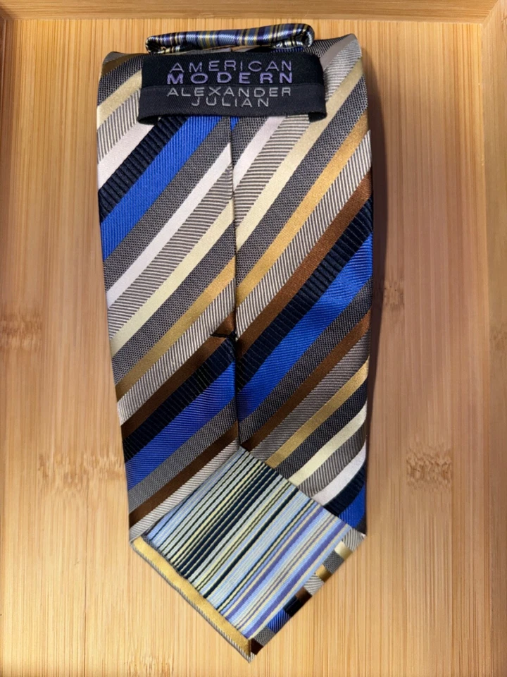 Alexander Julian American Modern Striped Silk Tie - 58L 3.75W - Image 2 of 3