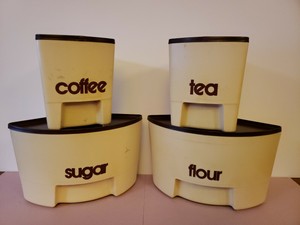 vintage canisters sugar flour coffee tea