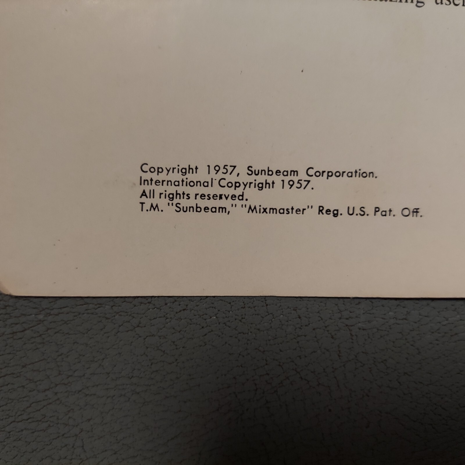 Deluxe Sunbeam Mixmaster Mixer Instruction and Recipe Book - 1957