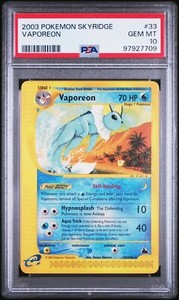 PSA 10 VAPOREON 33/144 2003 POKEMON TCG SKYRIDGE e-SERIES