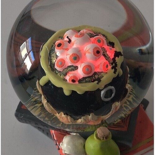 Martha Stewart Halloween Stacked Witch Books Cauldron Water Globe Snow Globe - Picture 2 of 9