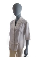 %SALE% Vintage Blouse White Lace 90s Boho Collared Viscose Sexy Back L