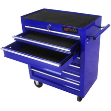 7 Drawers Multifunctional Blue Tool Cart With Wheels Portable Organizer Cabinet