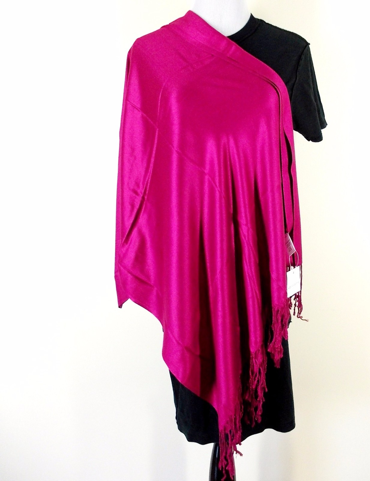 Liz Claiborne Pashmina Shawl Wrap Spanish Rose 100 Rayon Fringe One