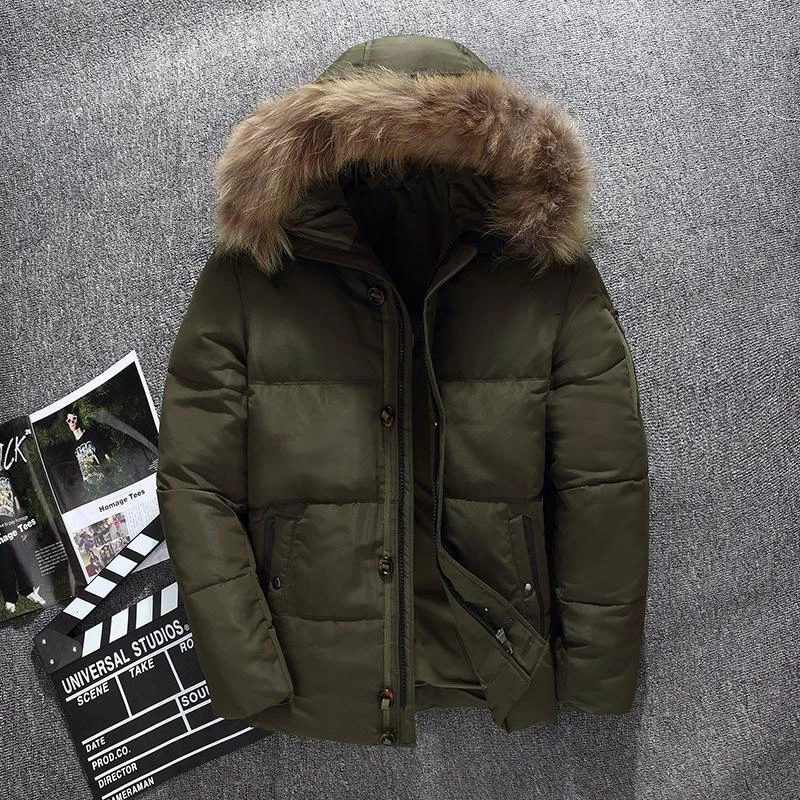 Men Casual Hooded Down Coat Puff Winter Warm Thicken Short Jacket Parka Oversize - Image 2 of 4
