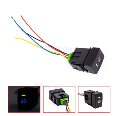 4-Pole Add-on Push Button Switch w/LED Background Lights For Honda Civic Accord