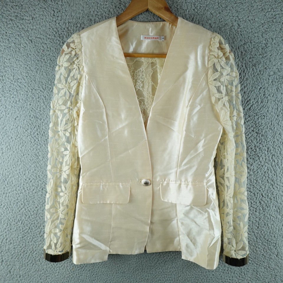 Mossman Womens Jacket 6 Gold Padded Button Sheer Sleeve Work Corporate Enigma