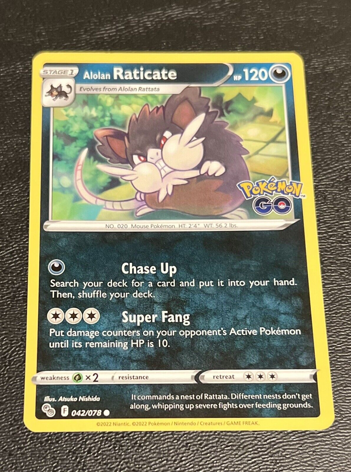 Pokémon TCG Alolan Raticate Pokémon GO 042/078 Regular Common Card