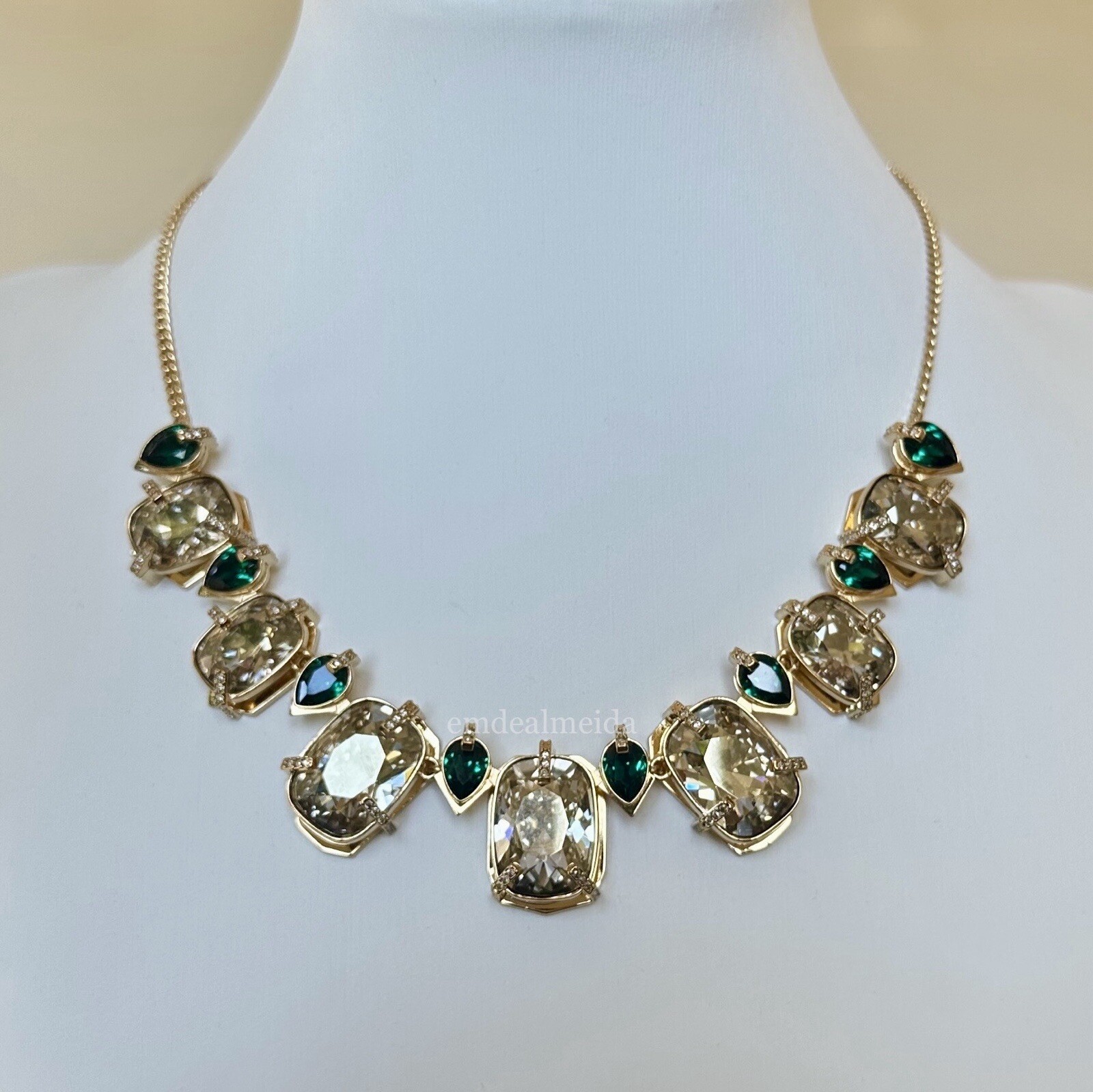 Swarovski Crystal Green Gold Tone Large Haven Collar Statement  