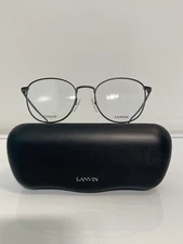 NIB Lanvin Vln093 531 matte black titanium round metal Eyeglasses 50mm