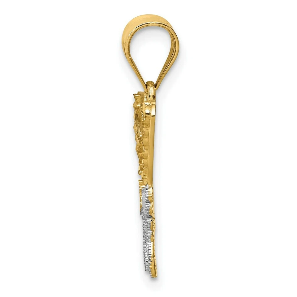 Colgante Mariposa Oro Amarillo 14K y Rodio Corte Brillante K4841 Foto 2 de 4