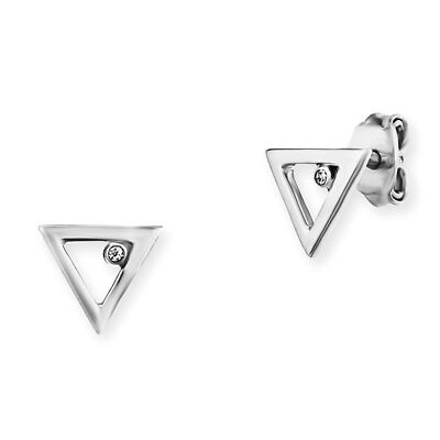 cai Ohrstecker 925 Sterling Silber rhodiniert 2x Zirkonia Dreieck Damen fineline