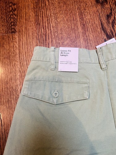 $80 Nike Men's Sz 28 Washed Pleated Chino Shorts Olive Green DX0643-386 Dad - Picture 11 of 11