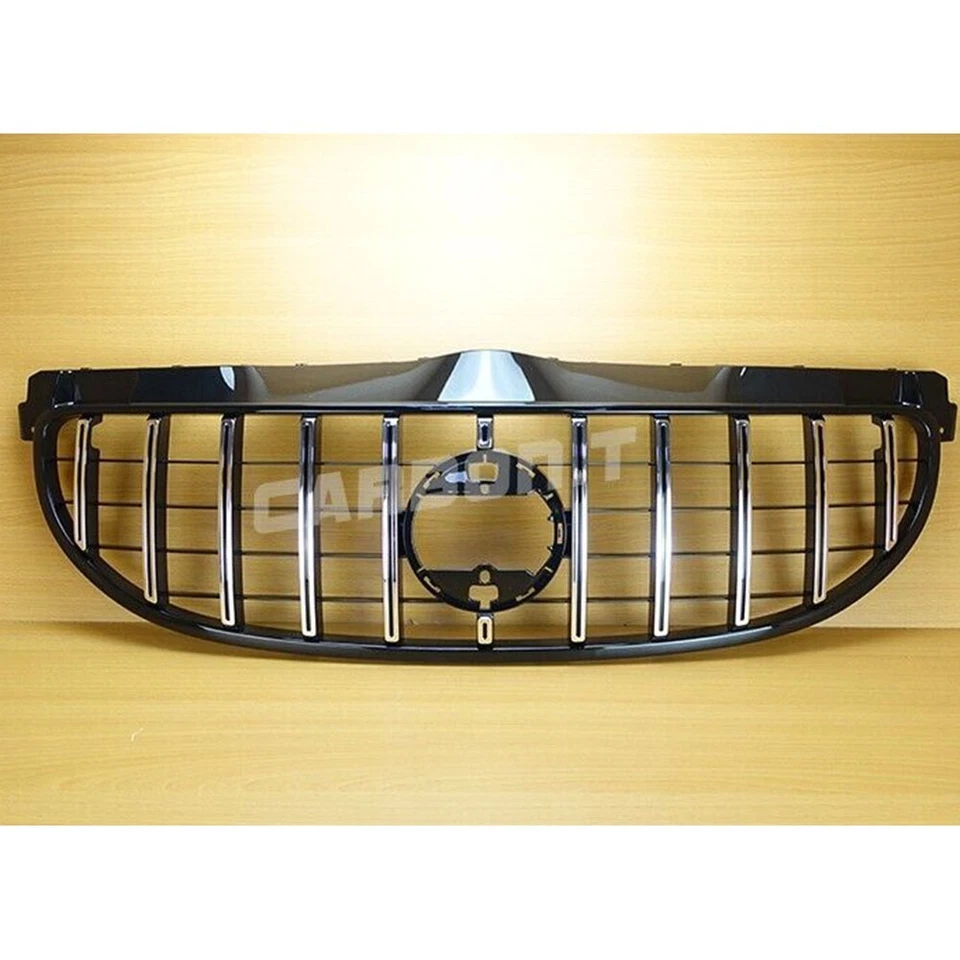 Chrome + Black Front Racing Upper Grille Fit BENZ Smart ForFour W453 2015-2021 Foto 2 de 4