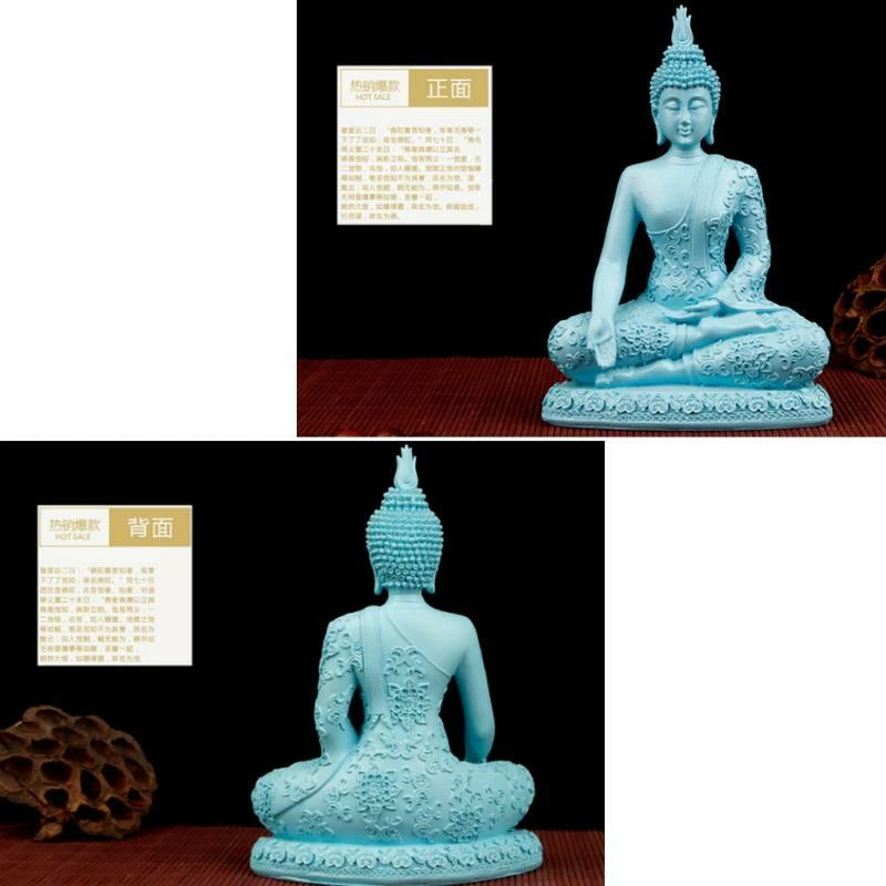  India Budismo Buda Estatua Feng Shui Resina Artesanía Decoración del Hogar 20cm Alto Foto 3 de 4