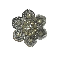 Vintage Rhinestone Cluster Brooch Pin Clear Silvertone 26221 Small