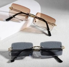 SET Sonnenbrille UV400 Rechteckig Randlos Unisex Rahmenlos Damen Herren UV400